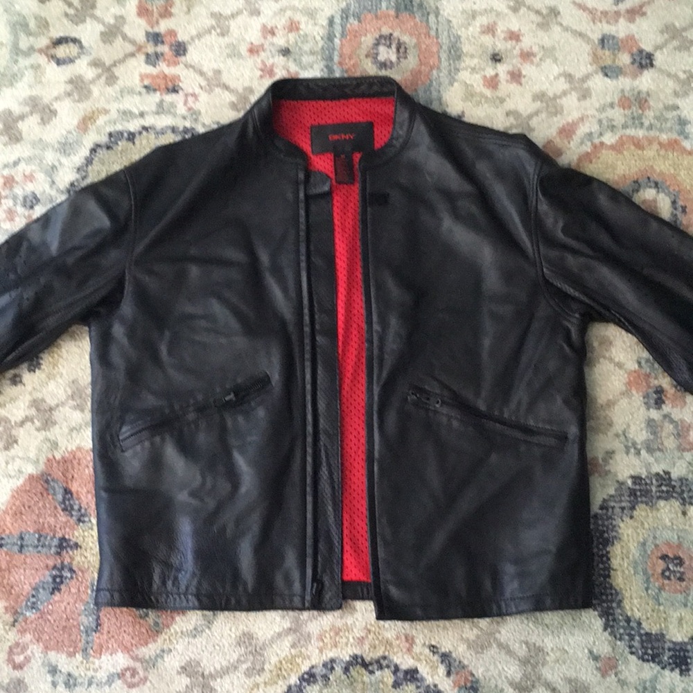 DKNY Cafe Racer Leather Jacket